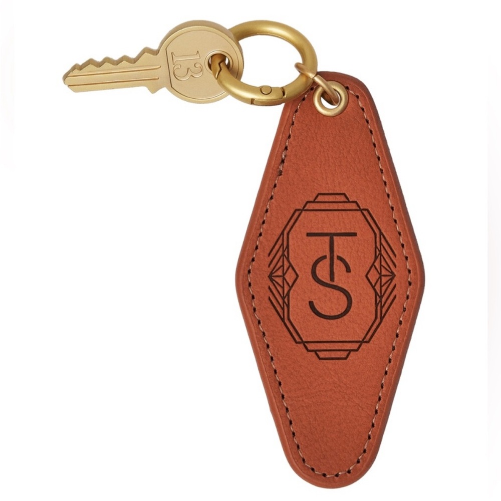 Taylor Swift The Life of a Showgirl TLOAS Brown Leather Keychain with Gold Key